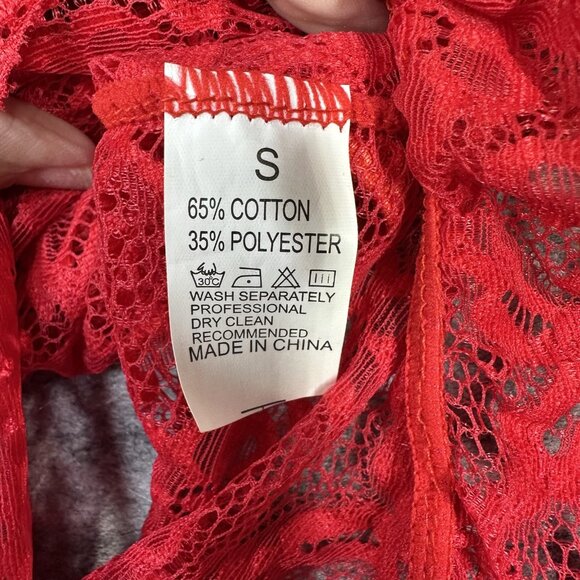 Womens Red Lace Lingerie Bodysuit XS Halter Neck Romantic Intimate Garter Straps - Picture 5 of 5